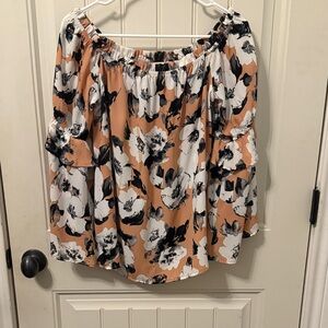 Peach Love California Floral Off-Shoulder Blouse